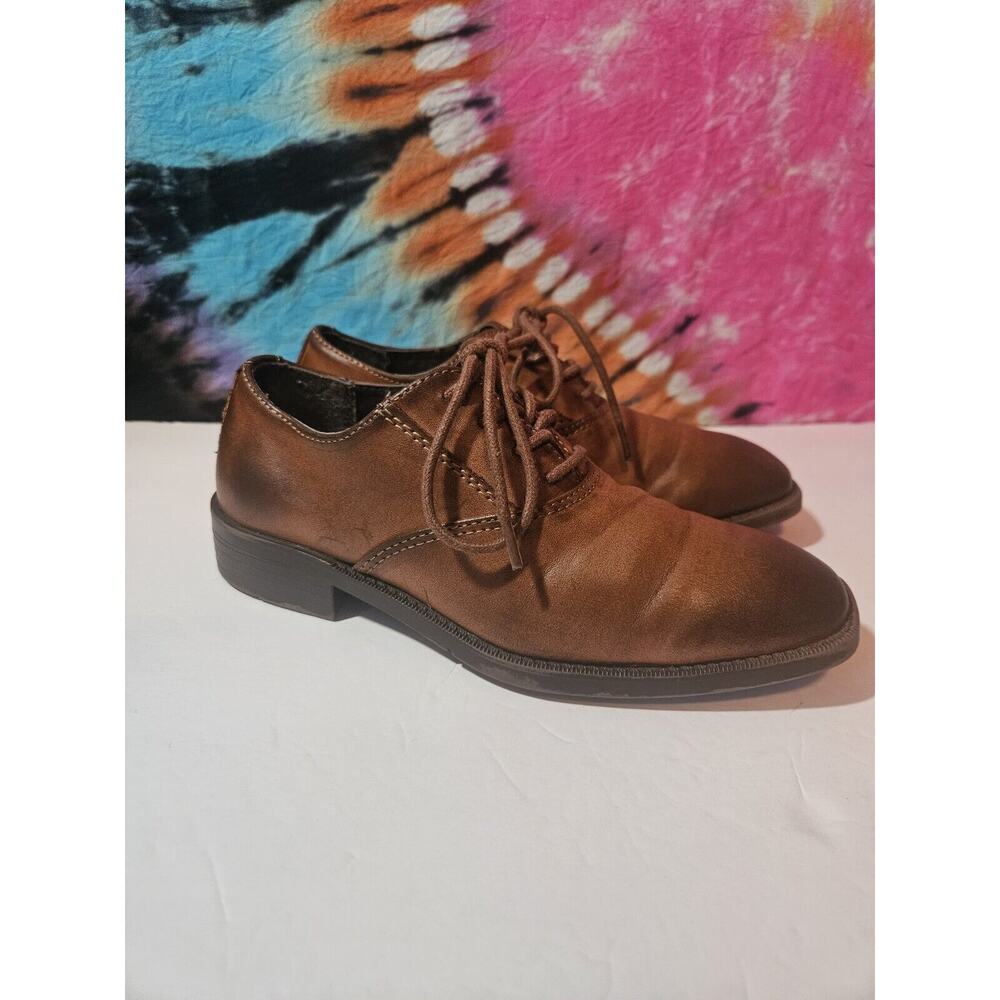 Freeman Boys Size 1m Brown Leather Morgan Dress Shoes